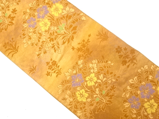 JAPANESE FUKURO OBI / WOVEN FLORAL PLANTS